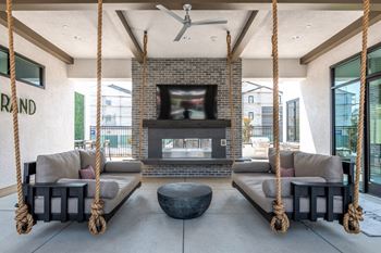 California room with double sided fireplace