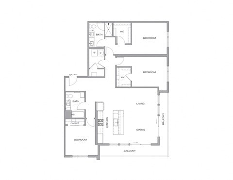 Floor plan for 3 beds, 2 baths, 1826 sqft