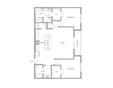 Floor plan for 2 beds, 2 baths, 1399 sqft