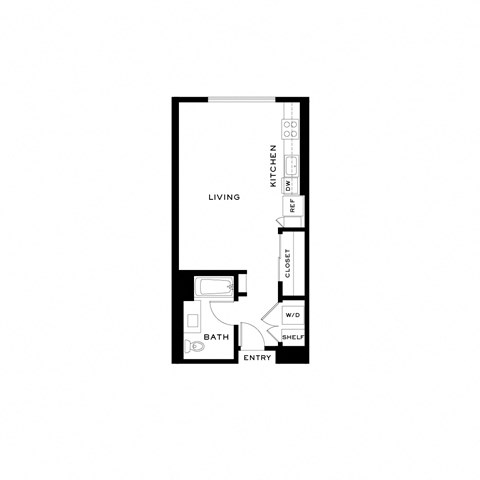 Floor plan for studio, 1 bath, 546 sqft