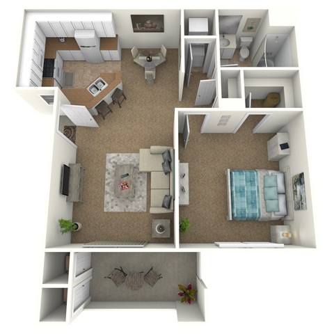 Floor plan for 1 bed, 1 bath, 753 sqft