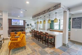 Burlingame apartment for rent - resident kitchen with lounge seating at Bayswater Apartments, Burlingame, CA