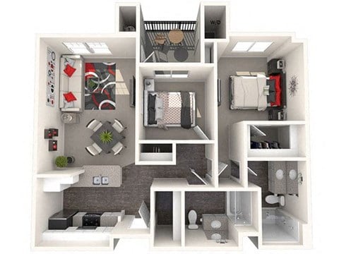 Floor plan for 2 beds, 2 baths, 846 sqft