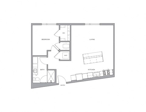 Floor plan for 1 bed, 1 bath, 775 sqft