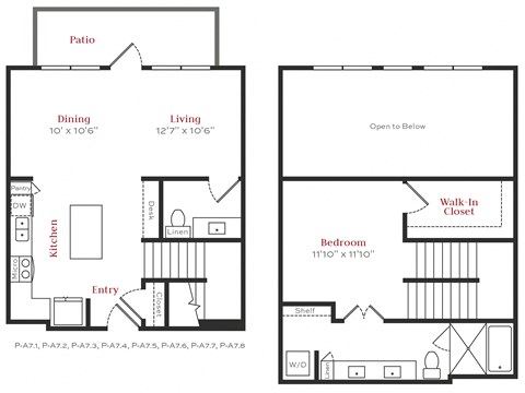 Floor plan for 1 bed, 1 bath, 1126 sqft