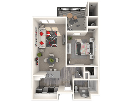 Floor plan for 1 bed, 1 bath, 650 sqft