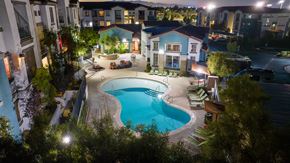 Henderson apartment for rent - an aerial view of a swimming pool at night at Miro at the Parc, Nevada
