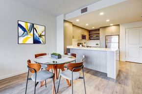 San Mateo apartment for rent - Dining area and kitchen with stainless steel appliances at MODE, San Mateo, California