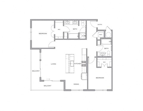 Floor plan for 2 beds, 2 baths, 1306 sqft