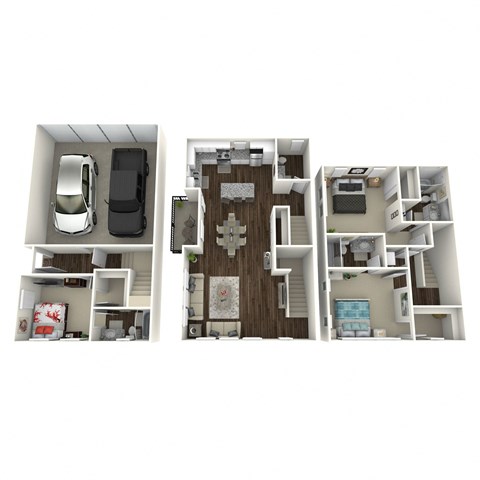 Floor plan for 3 beds, 3.5 baths, 1546 sqft
