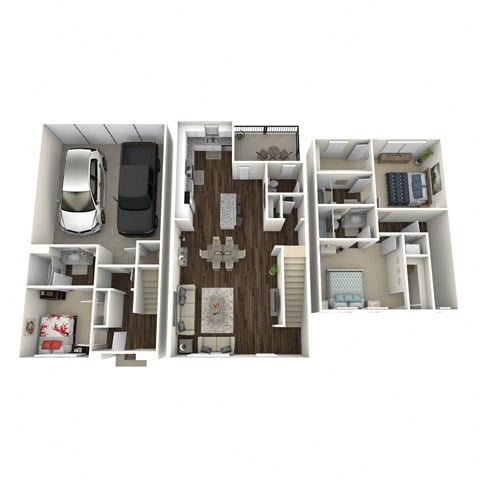 Floor plan for 3 beds, 3.5 baths, 1618 sqft