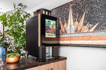 Coffee machine in business and living lounge
