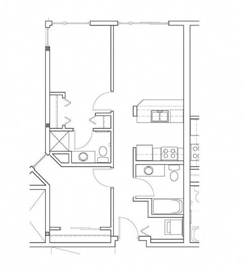 Floor plan for 2 beds, 2 baths, 775 sqft