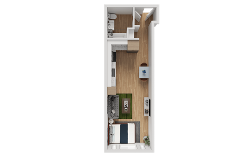 Floor plan for studio, 1 bath, 428 sqft
