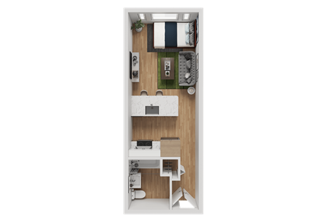 Floor plan for studio, 1 bath, 397 sqft