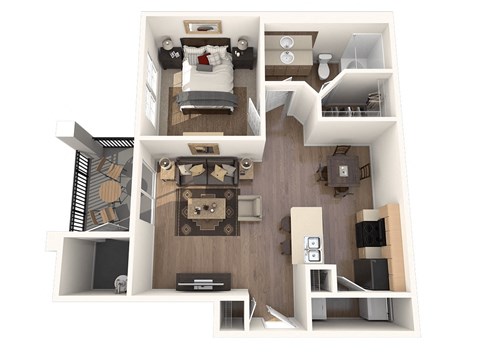 Floor plan for 1 bed, 1 bath, 810 sqft