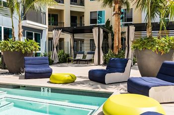 Pool with relaxing area