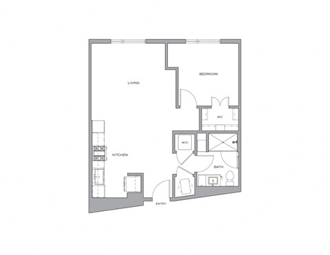 Floor plan for 1 bed, 1 bath, 705 sqft