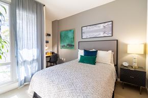 San Francisco apartment for rent - a bedroom with a large bed and a window at Strata at Mission Bay, San Francisco, 94158