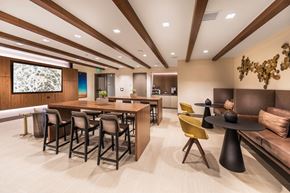 Sunnyvale apartment for rent - A modern dining room with a long table and chairs.