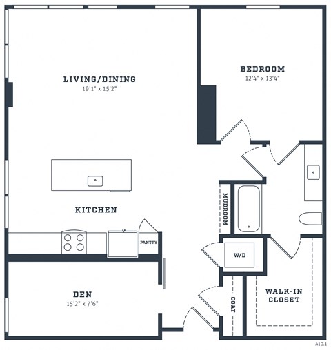Floor plan for 1 bed, 1 bath, 1149 sqft