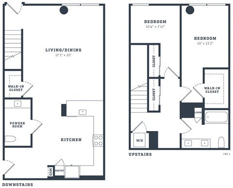 Floor plan for 2 beds, 1.5 baths, 1577 sqft