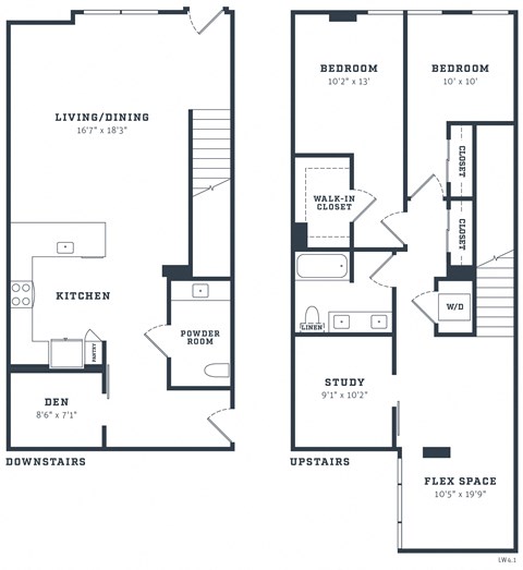 Floor plan for 2 beds, 1.5 baths, 2012 sqft
