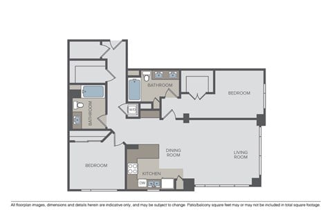 Floor plan for 2 beds, 2 baths, 1174 sqft