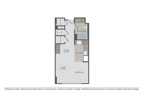 Floor plan for studio, 1 bath, 457 sqft