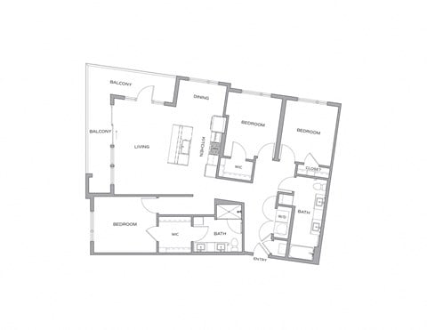 Floor plan for 3 beds, 2 baths, 1652 sqft