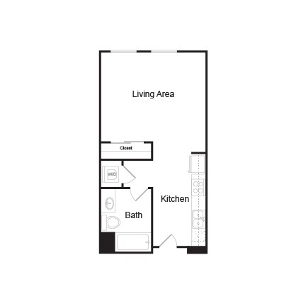 Floor plan for studio, 1 bath, 460 sqft