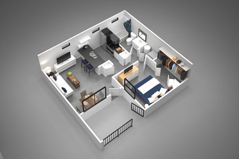 Floor plan for 1 bed, 1 bath, 520 sqft