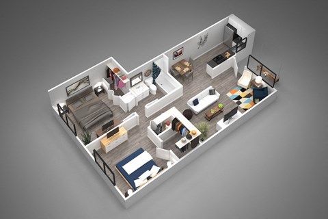 Floor plan for 2 beds, 1 bath, 854 sqft