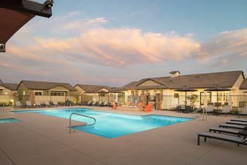 Relaxing swimming pool with sundeck