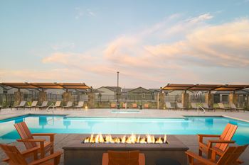 Firepit with pool area