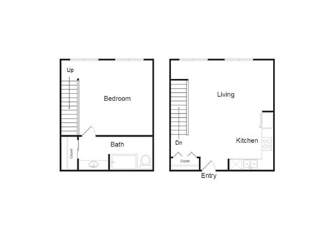 Floor plan for 1 bed, 1 bath, 726 sqft
