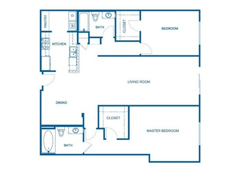Floor plan for 2 beds, 2 baths, 1472 sqft