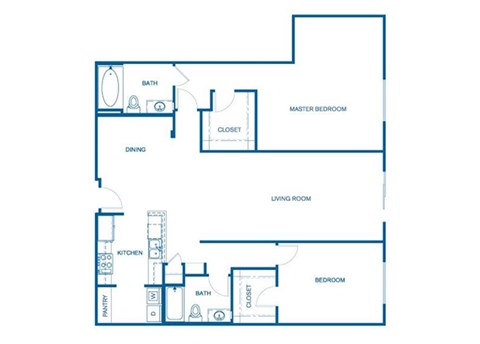 Floor plan for 2 beds, 2 baths, 1533 sqft