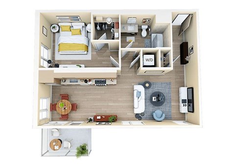 Floor plan for 1 bed, 1 bath, 823 sqft