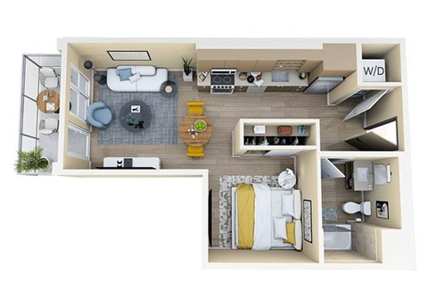 Floor plan for studio, 1 bath, 554 sqft