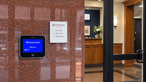 New Britain apartment for rent - A smartphone is displaying a Butterfly MX app on its screen.