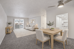 Lancaster townhouse for rent - A dining room with a table and chairs.