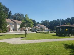 Jacksonville apartment for rent - A sunny day in a residential area with houses and green lawns.