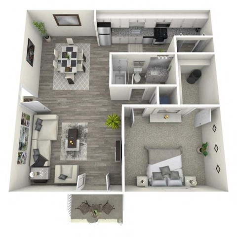 Floor plan for 1 bed, 1 bath, 800 sqft