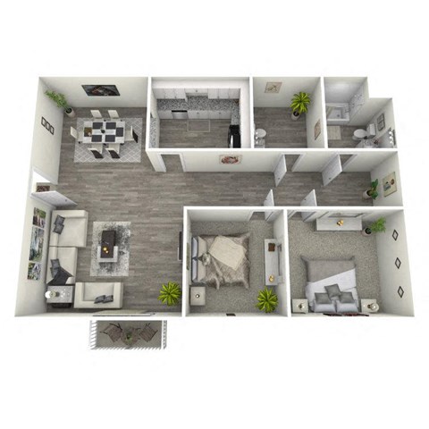 Floor plan for 2 beds, 1.5 baths, 1150 sqft