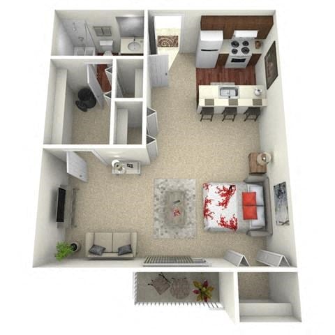 Floor plan for studio, 1 bath, 480 sqft