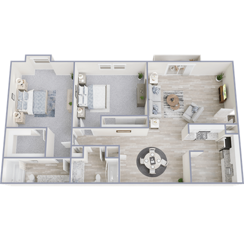 Floor plan for 2 beds, 2 baths, 1094 sqft