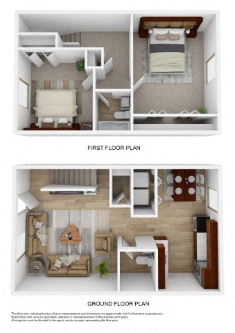 Floor plan for 2 beds, 1.5 baths, 930 sqft