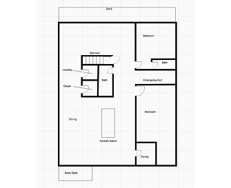 Floor plan for 2 beds, 2 baths, 1400 sqft
