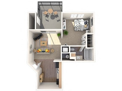 Floor plan for 1 bed, 1 bath, 445 sqft